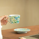 Authentic Jingdezhen Hand-Painted Enamel Blooming Flora Porcelain Teacup & Saucer Set - 150ml Gongfu Teacup