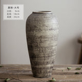 Weathered Grey-Brown Rustic Ceramic Vase – New Chinese Style Wabi-Sabi Decorative Vessel