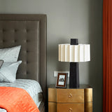 Pleated Monolith Lighting Collection – Black & Ivory Sculptural Table Lamp or 165cm Floor Lamp