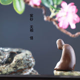 Blossom Scholar Ceramic Tabletop Water Fountain – New Chinese Rockery Landscape with Flowing Water & Zen Figure