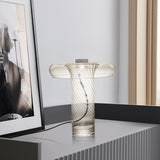 Clear Twisted Glass Mushroom Table Lamp – 42cm Sculptural Integrated LED Designer Light