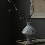 Mottled White Hammered Ceramic Vase – Rustic New Chinese Style Sculptural Branch Vessel