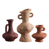 Rustic Double-Ear Ceramic Vase Collection – Terracotta, Wine Red & Ivory Wabi-Sabi Sculptural Vessels