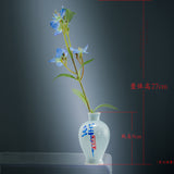 Mini Blue-and-White Porcelain Bud Vase with Floral Arrangement – 9cm New Chinese Tea Table & Desk Decor