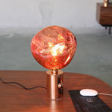 Molten-Effect Acrylic Globe Table Lamp – 43cm Silver, Gold or Rose Gold Sculptural E27 Accent Light