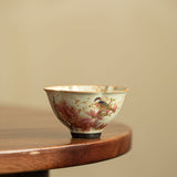 Authentic Jingdezhen Flint Red Blue & White High-Stem Scalloped Master Teacup - 85ml Gongfu Teacup