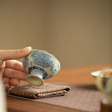 Authentic Jingdezhen Flint Red Dunhuang Flying Apsaras High-Stem Scalloped Master Teacup - 85ml Gongfu Teacup