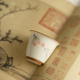Authentic Jingdezhen Wood-Ash Glaze Hand-Painted Persimmon Auspicious Master Teacup - 85ml Gongfu Teacup