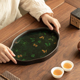 Neo-Chinese Begonia Flower Ceramic Water Storage Dry-Brewing Teaware Tray - 20cm Teaware Accessories