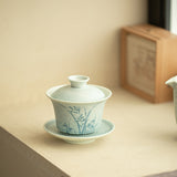 Authentic Jingdezhen Hand-Painted Underglaze Blue & White Large Sancai Gaiwan Tea Bowl - 180ml