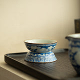 Authentic Song-Style Ru Ware Celadon Yuan Blue & White Ceramic Tea Strainer Set - 2pc Teaware Accessories