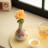 Authentic Antique Huoshihong Sparrow in Courtyard Yuhuchun Ceramic Vase - 14cm Teaware Accessories