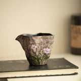Handcrafted Old Rock Mud Coarse Stoneware Lily Blossom Fairness Pitcher - 200ml Gongfu Tea Fairness Cup