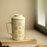 Authentic Jingdezhen Baoxiang Floral Porcelain Tea Separation Office Mug with Lid & Infuser - 420ml Ceramic Tea Mug