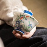 Authentic Lustrous White Hand-Painted Heavenly Bamboo San Cai Gaiwan - 160ml Tea Bowl
