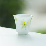Luxury Ice Mutton-Fat Jade Hand-Painted Osmanthus Aroma Master Teacup - 80ml Gongfu Cup