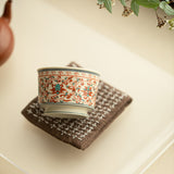 Authentic Jingdezhen Hand-Painted Polychrome Lotus Scroll High-Foot Master Tasting Cup - 70ml Gongfu Teacup