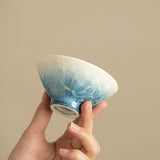 Authentic Jingdezhen Sky Blue Ice Flower Crystalline Glaze Conical Master Teacup - 75ml Gongfu Teacup