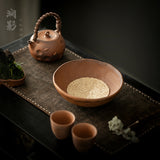 Authentic Coarse Stoneware Old Rock Clay Water-Catching Pot Bearer - 19cm Teaware Accessories