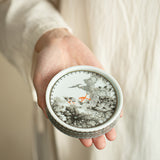 Authentic Jingdezhen Ink Enamel Fortune Lotus Ceramic Lid Rest & Teacup Coaster - Teaware Accessories