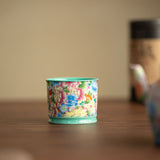 Authentic Jingdezhen Antique Enamel Mantingfang Floral Ceramic Master Teacup - 80ml Gongfu Cup