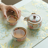 Authentic Ru Ware Celadon Hibiscus Flower Hand-Grip Teapot - 175ml Anti-Scald Pot