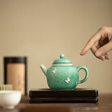 Handcrafted Silver-Stapled Flambé Pine-Cypress Green General Ceramic Teapot - 200ml Ju-Ci Teaware