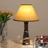 Noir Aureum Natural Black-Gold Marble & Parchment Table Lamp – Luxury New Chinese Bedside Light