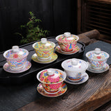 Hand-Carved Enamel Sancai Gaiwan - 180ml