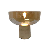 Amber Bowl Travertine LED Table Lamp – 35cm Postmodern Glass & Natural Stone Quiet Luxury Bedside Light