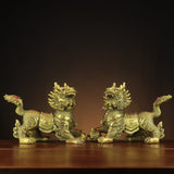 Ba Bao Qilin 八宝麒麟 Copperware Paired Sculpture – Approx. 20cm | Chinese Eight-Treasures Qilin for Office, Entrance, Living Room & Business Opening Gift