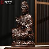 Black Ebony & Huali Wood Guanyin Bodhisattva Statue – 13–70cm | Chinese Guan Yin Lotus Sculpture for Home Altar, Meditation Room, Tea Room & Buddhist Gift