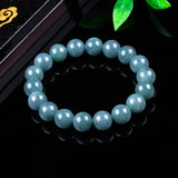 Certified Natural Grade A Blue Water Jadeite Bead Bracelet – 12 mm Blue-Green Round Jade Bracelet
