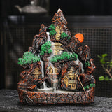 Chinese Mountain Landscape Resin Backflow Incense Burner Collection – Pagoda, Great Wall, Dragon Castle & Shanshui Waterfall Designs