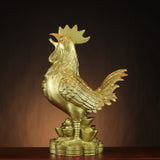 Chinese Fu Rooster 铜福鸡 Copperware Sculpture – 13–49cm | Rooster with Yuanbao Ingots & Coins for Office, Entrance, Shop & Zodiac Gift