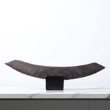 New Chinese Curved Boat-Form Resin Sculpture – 47.5 cm Dark Coffee Wabi-Sabi Console & Tabletop Decor