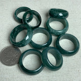 Certified Deep Green Jadeite Wide Band Ring – Water-Luster Mottled Feicui Statement Ring