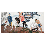 Hand-Painted Chinese Six Dynasties Poetic Figure Painting – Fan Zeng Inspired Scholars on Horseback, Ancient Pine & Porter, 138×70cm