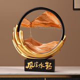New Chinese Flowing Sand Landscape Art – Feng Shui Mountain Moving Sand Ornament for Desk, Entryway & Business Gift