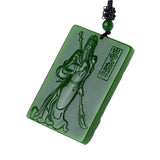 Deep Green Guan Yu Martial Wealth God Plaque Pendant – Chinese Loyalty & Prosperity Amulet
