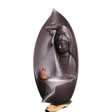 Guanyin Leaf Backflow Incense Burner with Little Monk – Multi-Use Waterfall & Stick Incense Holder for Meditation, Tea Rooms & Zen Decor