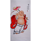 Hand-Painted Chinese Maitreya Buddha & Laughing Budai Painting Collection – Gold Ingot, Ruyi, Fortune Sack, Lotus & Auspicious Figure Art, 16 Styles