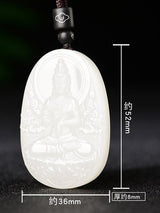 Certified Natural Hetian Jade Guanyin Pendant - Qingyu Green or Mutton-Fat White Nephrite, 52 mm Carved Necklace