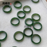 Certified Natural Hetian Jade Solid Band Ring – Spinach Green Biyu & Pale Celadon Nephrite, 15–20 mm