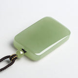 Certified Natural Hetian Qingyu Peace Plaque Pendant - Minimalist Wu Shi Pai Nephrite Necklace, 30-50 mm