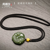 Certified Natural Hetian Qingyu Bawang Pixiu Round Pendant – Deep-Relief Green Nephrite Wealth Guardian Medallion