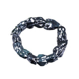 Certified Natural High-Ice Jadeite Dragon Bone Bracelet – 16 mm Smoky Blue-Green Sculptural Dragon Scale Hand Strand
