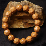 Houtou Cheese-Shape Wuxiang Bodhi Bracelet – High-Polish Caramel Wenwan Beads, 10mm, 11mm, 12mm & 13mm