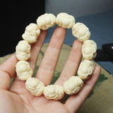 Ivory Nut 20mm Buddhist Bracelet Collection - Pixiu, Buddha Head, Six-Syllable Mantra & Smooth Round Vegetable Ivory Beads