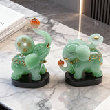 Jade-Green Auspicious Elephant Pair – New Chinese Feng Shui Stability, Prosperity & Housewarming Decor